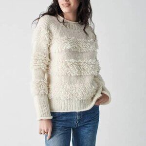 Faherty Polly Sweater Sz XL Mock Neck Cream Baby Alpaca Merino Wool Chunky Knit